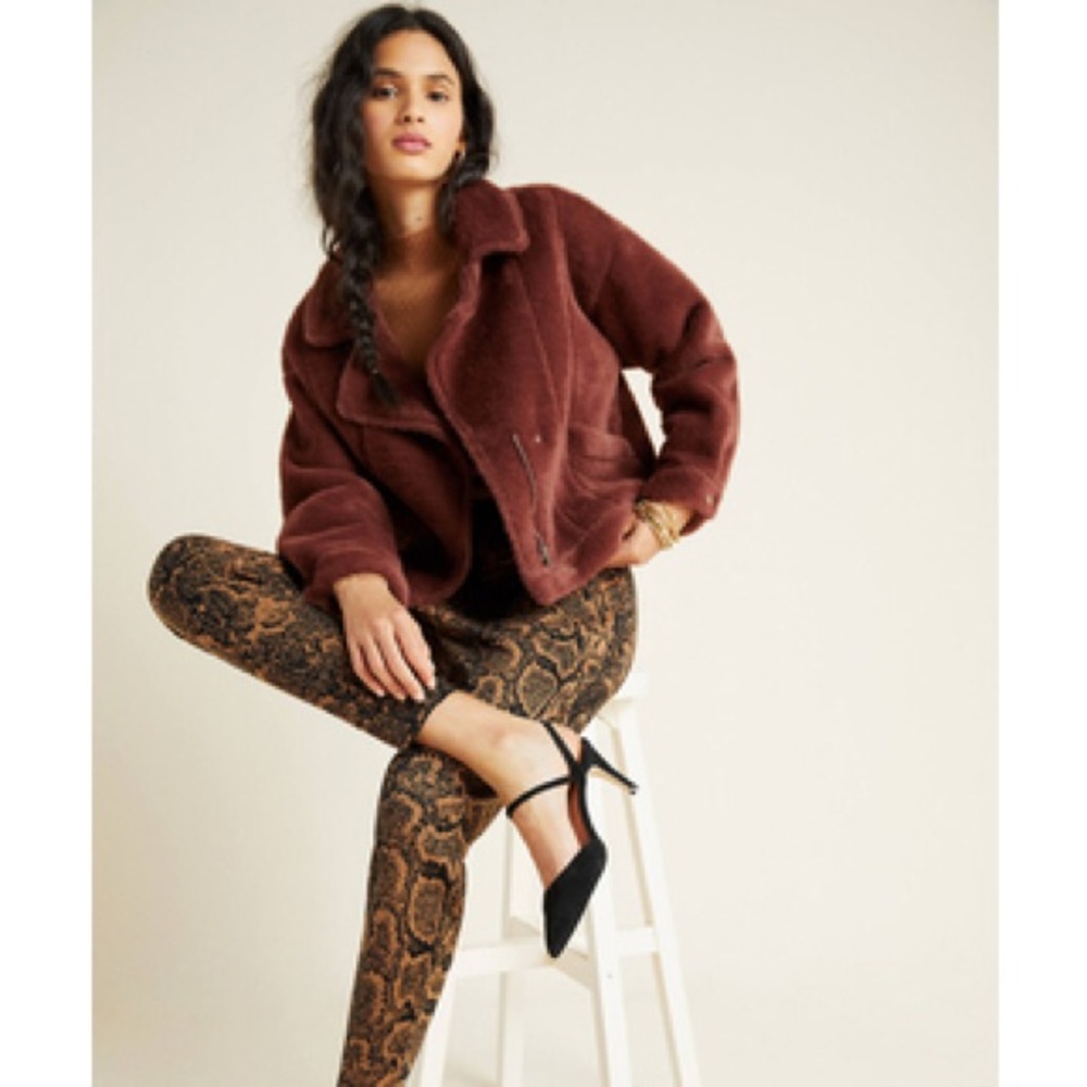 Anthropologie Swan Teddy Coat in Wine